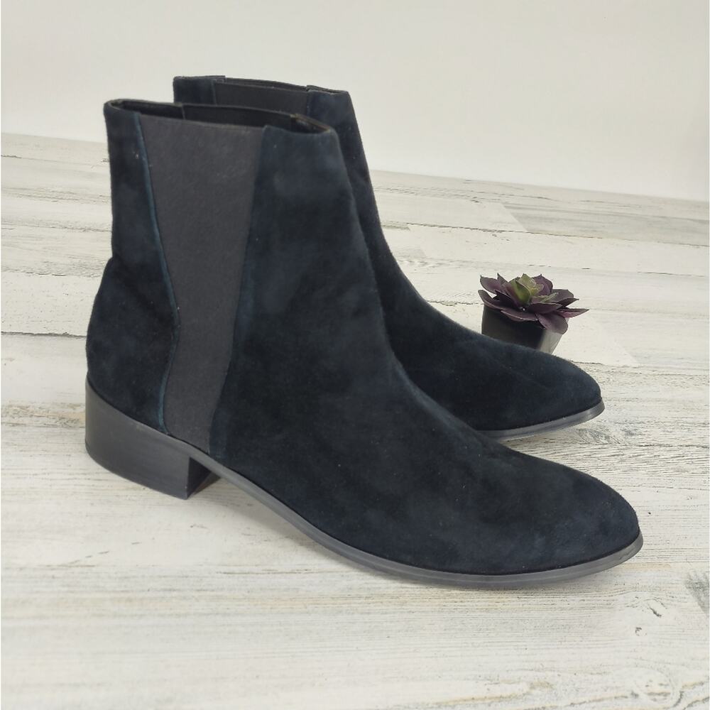 Raye Black Suede Celeste Chelsea Booties Size 9.5